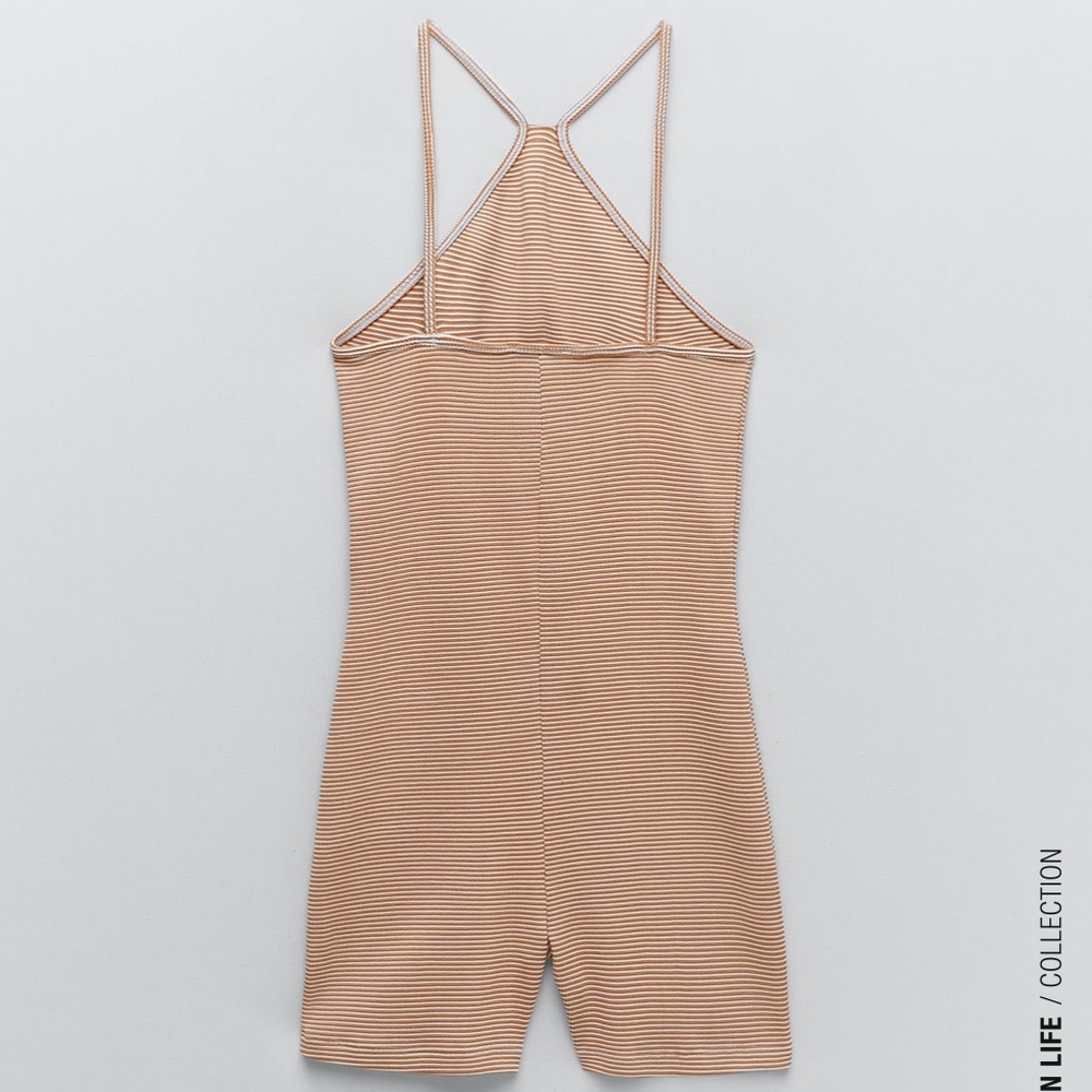 ZARA Striped High Neck Jumpsuit - Picture 3 of 4